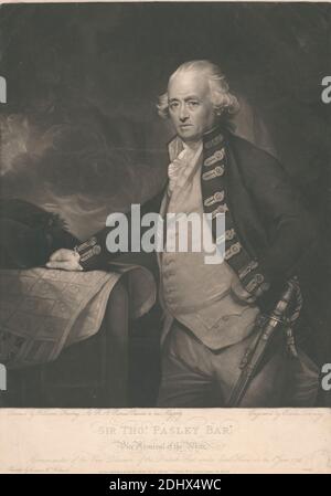 Sir Thomas Pasley, Charles Townley, 1746–c.1800, dopo Sir William Beechey, 1753–1839, British, 1795, Mezzotint, foglio: 14 x 19 7/8in. (35.6 x 50,5 cm Foto Stock