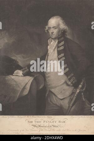 Sir Thomas Pasley, Charles Townley, 1746–c.1800, dopo Sir William Beechey, 1753–1839, British, 1795, Mezzotint, foglio: 14 x 9 3/4in. (35.6 x 24,8 cm Foto Stock