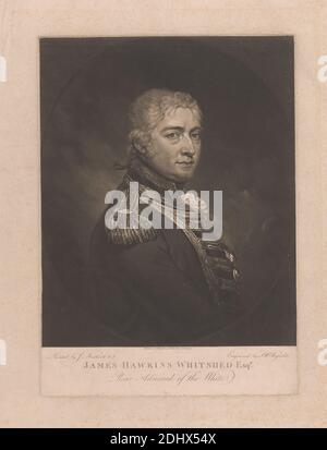 James Hawkins Whitshed Esq., Stampa realizzata da Samuel William Reynolds, 1773–1835, British, After James Northcote, 1746–1831, British, 1799, Mezzotint, foglio: 10 x 14 pollici. (25.4 x 35,6 cm), ufficiale (ufficiale militare), ritratto, uniforme Foto Stock