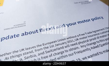 Assicurazione auto e carta verde Brexit Foto Stock