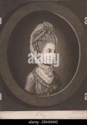 Sig.ra King, John Raphael Smith, 1752–1812, inglese, dopo artista sconosciuto, ( Hamilton ) XVIII secolo, 1772, Mezzotint Foto Stock