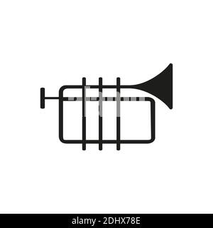 icona tromba dell'icona della musica per il concept mobile e le app web. L'icona a tromba sottile può essere utilizzata per il web e i dispositivi mobili. Icona Premium su sfondo bianco Illustrazione Vettoriale