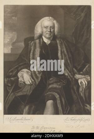 Sir Thomas Harrison, Edward Fisher, 1722–1785, British, dopo Sir Joshua Reynolds RA, 1723–1792, British, 1765, Mezzotint su carta media, moderatamente testurizzata, crema, carta deposte, foglio: 16 15/16 × 30.5 cm (× 12 43 pollici), piatto: 15 × 11 cm (38.1 × 27.9 cm) e immagine: 13 3/4 × 11 pollici (34.9 × 27.9 cm Foto Stock