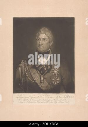 Il tenente generale Sir Thomas Picton, J. C. Easling, fl.1788–1815, dopo Sir Martin Archer Shee, 1769–1850, irlandese, 1815, Mezzotint su carta a spessore moderato, leggermente testurizzata, beige, foglio: 19 5/16 × 14 1/8 pollici (49.1 × 35.9 cm), piatto: 13 7/8 × 9 7/8 pollici (35.2 × 25.1 cm) e immagine: 12 × 9 13/16 pollici (30.5 × 24.9 cm Foto Stock