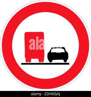 non sorpasso segnale stradale auto veicolo isolato disegno vettoriale Illustrazione Vettoriale
