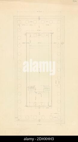 Disegno architettonico di un tempio, Sir Robert Smirke il giovane, 1781–1867, britannico, 1802-1804, grafite, penna e inchiostro nero su carta di spessore moderato, moderatamente testurizzata, beige, wove, foglio: 18 3/8 × 10 7/8 pollici (46.7 × 27.6 cm Foto Stock