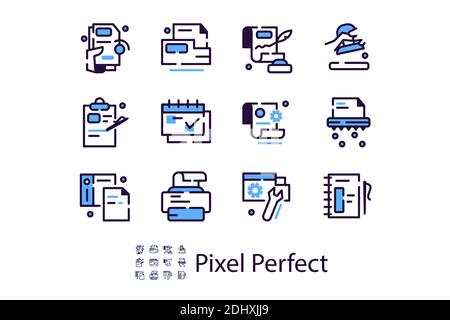 Moderna serie di icone lineari sull'argomento dei documenti Illustrazione Vettoriale