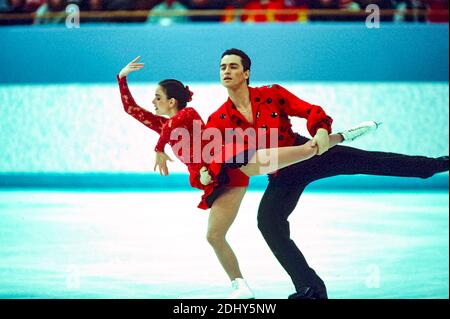 Ekaterina Gordeeva / Sergei Grinkov (URS) medaglia d'oro in paia pattinaggio a figura ai Giochi Olimpici invernali del 1994. Foto Stock