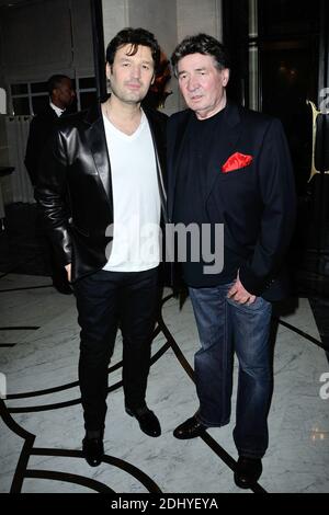 Jean-Pierre Danel et son pere Pascal Danel assistent a la 'Soyree Guitar Tribute de Jean-Pierre Danel' a l'hotel le Burgundy a Paris, France le 07 Avril 2016. Foto di Aurore Marechal/ABACAPRESS.COM Foto Stock