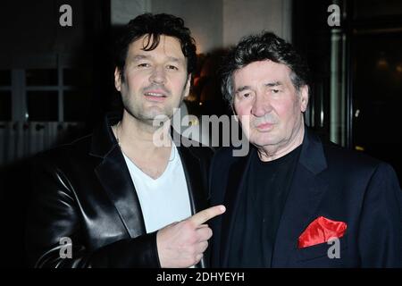 Jean-Pierre Danel et son pere Pascal Danel assistent a la 'Soyree Guitar Tribute de Jean-Pierre Danel' a l'hotel le Burgundy a Paris, France le 07 Avril 2016. Foto di Aurore Marechal/ABACAPRESS.COM Foto Stock