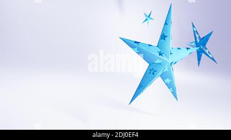 Illustrazione 3D delle stelle blu Foto Stock