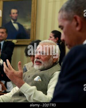 Il presidente Barack Obama incontra il primo ministro indiano Narendra modi presso l'ufficio ovale della Casa Bianca a Washington, DC, USA, il 07 giugno 2016. Foto di Dennis Brack/piscina/ABACAPRESS.COM Foto Stock