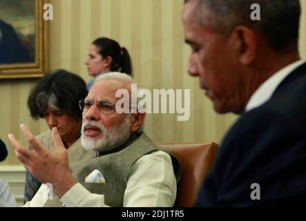 Il presidente Barack Obama incontra il primo ministro indiano Narendra modi presso l'ufficio ovale della Casa Bianca a Washington, DC, USA, il 07 giugno 2016. Foto di Dennis Brack/piscina/ABACAPRESS.COM Foto Stock