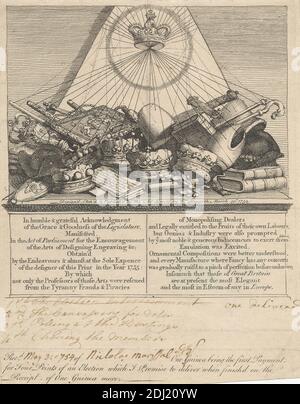 Biglietto di abbonamento per: 'Quattro stampe di un'elezione', William Hogarth, 1697–1764, inglese, 1754, incisione su carta, foglio: 10 x 7 3/4in. (25.4 x 19,7 cm Foto Stock