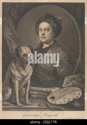 Autoritratto, William Hogarth, 1697–1764, inglese, 1749, incisione e incisione su carta, foglio: 15 7/8 x 11in. (40.3 x 27,9 cm Foto Stock