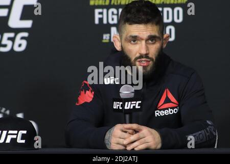 Las Vegas, Nevada, Stati Uniti. Las Vegas, Nevada, Las Vegas, NV, Stati Uniti. 12 dicembre 2020. Las Vegas, NV - Dicembre 12: Gavin Tucker interagisce con i media dopo l'evento UFC 256 all'UFC Apex il 12 dicembre 2020 a Las Vegas, Nevada, Stati Uniti. Credit: Diego Ribas/PX Imagens/ZUMA Wire/Alamy Live News Foto Stock