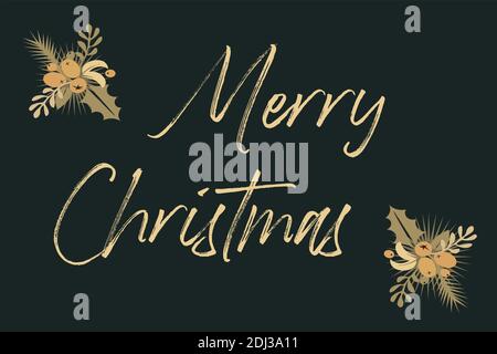Elegante carta di natale allegra con listelli d'oro - illustrazione vettoriale Illustrazione Vettoriale