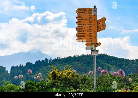 Cartello escursionistico, Svizzera Foto Stock
