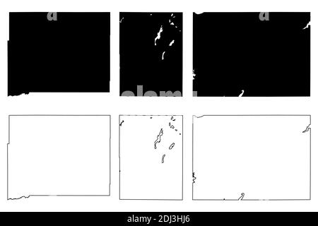 Brookings, Brown and Butte County, state of South Dakota (Stati Uniti, Stati Uniti d'America, Stati Uniti, Stati Uniti, Stati Uniti), illustrazione vettoriale mappa, sket scarabocchio Illustrazione Vettoriale