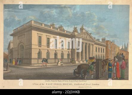 A View of the East-India House, Leadenhall Street, Londra, artista sconosciuto, dopo artista sconosciuto, 1802, incisione colorata a mano Foto Stock