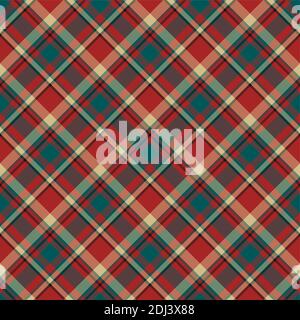 Controllare la ripetizione senza giunture della plaid. Sfondo vettoriale di ornamento tessile. Design in tessuto piatto. Tartan. Illustrazione Vettoriale