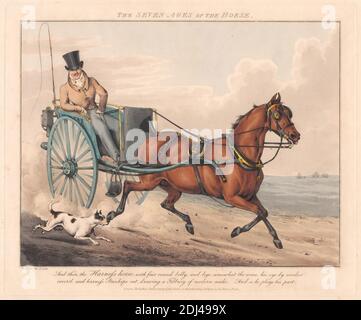 Set di sette: The Seven Ages of the Horse, Henry Thomas Alken, 1785–1851, inglese, 1825, incisione a terra morbida colorata a mano, foglio: 8 7/8 x 10 3/4in. (22.5 x 27,3 cm Foto Stock