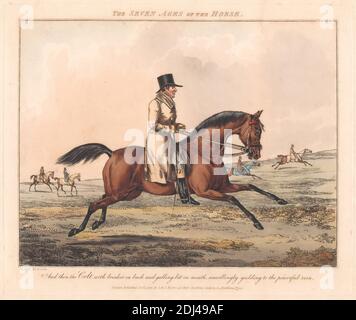 Set di sette: The Seven Ages of the Horse, Henry Thomas Alken, 1785–1851, inglese, 1825, incisione a terra morbida colorata a mano, foglio: 8 7/8 x 10 3/4in. (22.5 x 27,3 cm Foto Stock