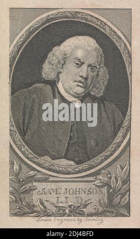 Samuel Johnson, William Bromley, 1769–1842, inglese, dopo artista sconosciuto, non datato, incisione, foglio: 5 3/8 x 3 3/8in. (13.7 x 8,6 cm Foto Stock