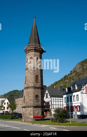 Faehrturm, Hatzenport Mosel, Renania-Palatinato, Deutschland Foto Stock