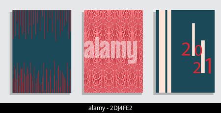 Collezione di cartoline creative universali. Texture disegnata a mano. Grafica trendy per banner, poster, biglietti, copertina, invito, brochure, volantino Illustrazione Vettoriale