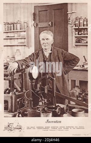 Thomas Alva Edison nel suo laboratorio Foto Stock
