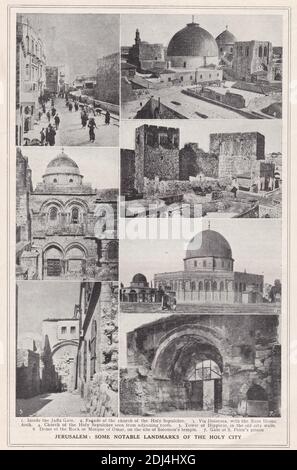 Foto d'epoca di Gerusalemme: Alcuni importanti monumenti storici della Città Santa del 1900. Foto Stock