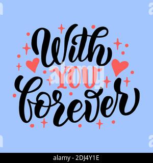 Composizione scritta disegnata a mano per valentines day. Per la progettazione di cartoline, poster, striscioni, copertine per taccuini, stampe per t-shirt, tazze Illustrazione Vettoriale