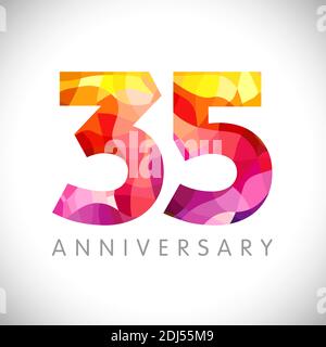 numeri del 35° anniversario. logotipo di 35 anni. Congrati luminosi. Modello di disegno web grafico astratto isolato. Creative 3, 5 cifre 3D. Fino al 35% p Illustrazione Vettoriale