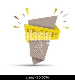 ANNIVERSARIO 20 anni. Banner colorato per congratulazioni e design tematico. Illustrazione vettoriale stock Illustrazione Vettoriale