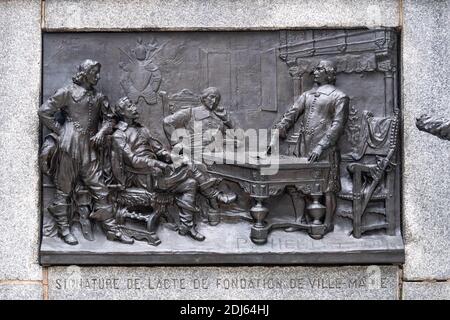 Memoriale a Paul de Chomedey, Sieur de Maisonneuve, Montreal, Canada Foto Stock