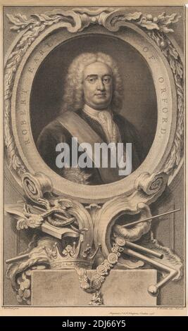 Robert Earl of Oxford, Stampa realizzata da Jacobus Houbraken, 1698–1780, olandese, dopo Arthur Pond, ca. 1705–1758, British, 1746, incisione di linea su carta media, leggermente testurizzata, crema Foto Stock