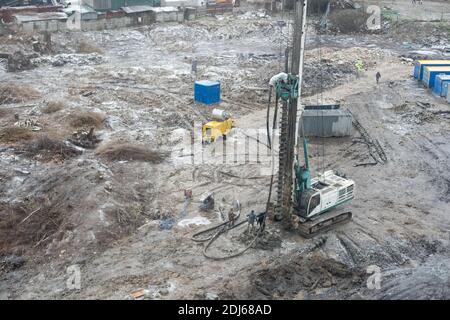 Macchina per la perforazione di fori nel terreno Foto Stock