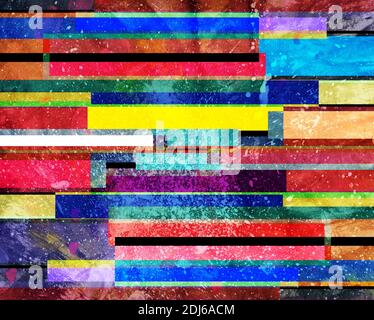 Illustrazione astratta dei colori ad acqua delle strisce geometriche multicolore. Modello di esempio per la progettazione e la pubblicità Foto Stock