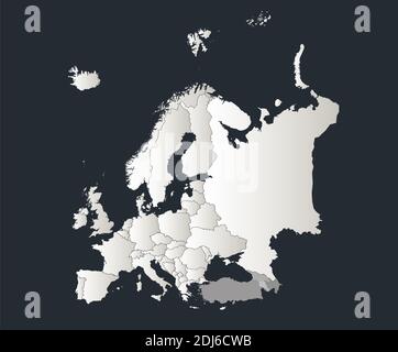 Mappa d'Europa, Infographics disegno piano colori bianco neve, stati individuali vuoti Foto Stock