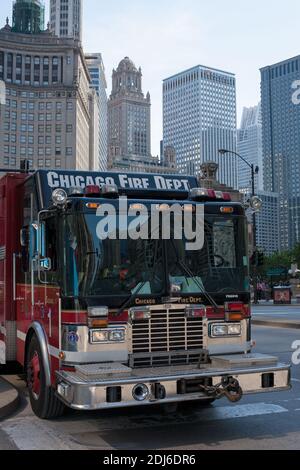Camion dei vigili del fuoco di chicago chicago chicago, Illinois, USA Foto Stock