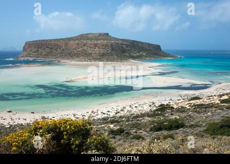 Balos Beach, penisola Gramvousa, comunità locale Kissamos, distretto regionale di Chania, Creta, Grecia |Lagune von Balos, Halbinsel Gramvousa, Gemeinde K Foto Stock