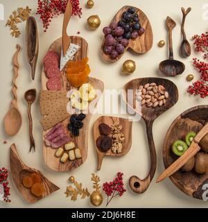 casa per natale cena tavole di legno Foto Stock