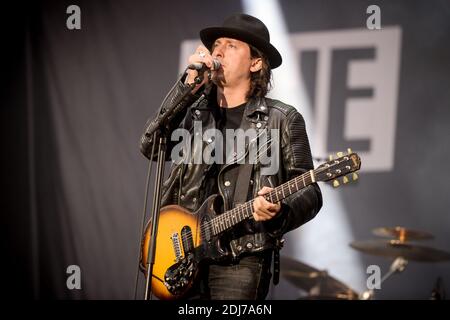 Carl Barat dei Libertines si esibisce dal vivo in concerto al Festival Les Vieilles Charrues, a Carhaix, Francia, il 16 luglio 2016. Foto Julien Reynaud/APS-Medias/ABACAPRESS.COM Foto Stock