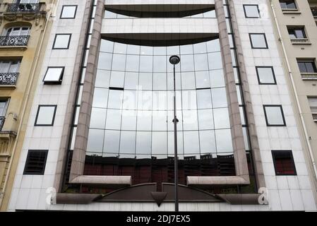 Una foto scattata il 2 agosto 2016 mostra l'edificio in cui l'ex presidente francese e capo del partito di destra dell'opposizione "Les Republicains" (i repubblicani) Nicolas Sarkozy dovrebbe istituire il suo quartier generale della campagna elettorale per le primarie francesi a Parigi, Francia. Foto di Eliot Blondt/ABACAPRESS.COM Foto Stock