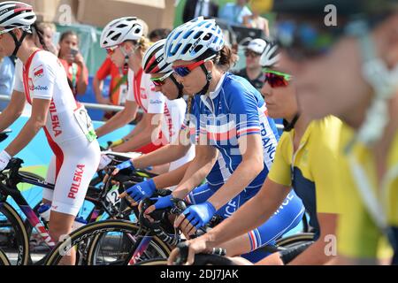 Audrey Cordon-Ragot e Pauline Ferrand Prevot prima della gara ciclistica femminile durante i Giochi Olimpici di Rio del 2016 il 7 agosto 2016 a Rio De Janeiro, Brasile. Foto di Lionel Hahn/ABACAPRESS.COM Foto Stock