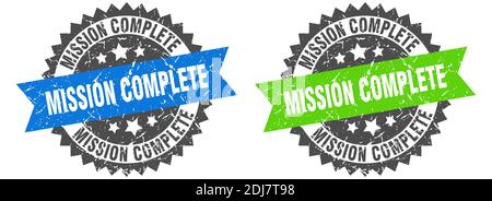 missione completa grunge francobollo set. missione completa banda segno Illustrazione Vettoriale