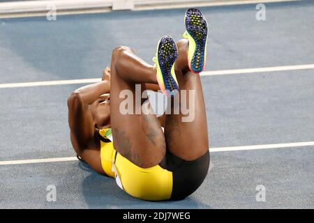 Nuova regina della velocità, Elaine Thompson della Giamaica ha vinto una medaglia d'oro nelle donne di 100 m nello Stadio Olimpico di Rio, Brasile il 13 agosto 2016. Foto di Henri Szwarc/ABACAPRESS.COM Foto Stock