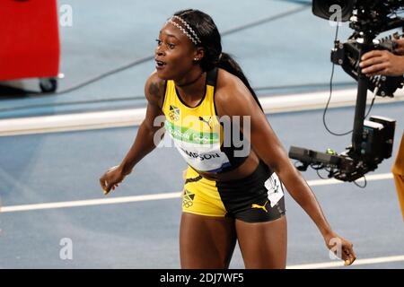 Nuova regina della velocità, Elaine Thompson della Giamaica ha vinto una medaglia d'oro nelle donne di 100 m nello Stadio Olimpico di Rio, Brasile il 13 agosto 2016. Foto di Henri Szwarc/ABACAPRESS.COM Foto Stock