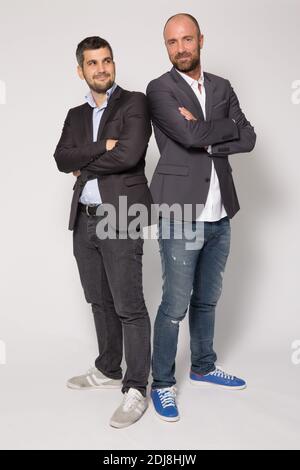 Esclusiva - Jean Louis Tourre e Christophe Dugarry si pongono a Parigi, in Francia, il 06 settembre 2016. Foto di Jerome Domine/ABACAPRESS.COM Foto Stock